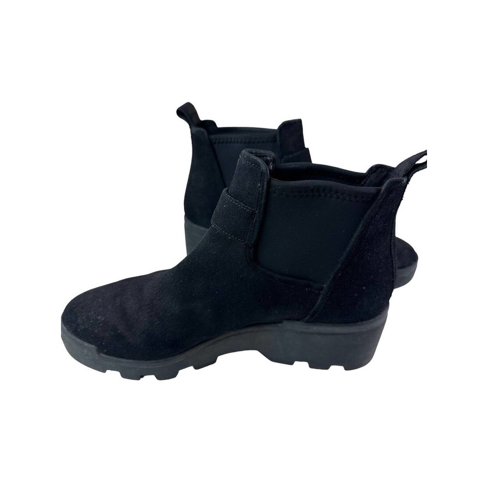 Eileen Fisher Splash Waterproof Suede Bootie Ankle Boots Size 9.5 Wedge Black - Picture 9 of 15